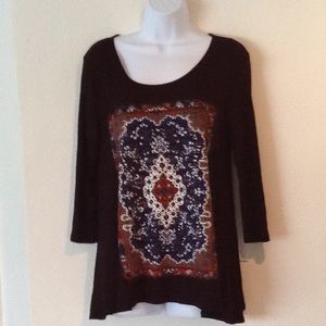 Cute black swing top with sparkle graphic